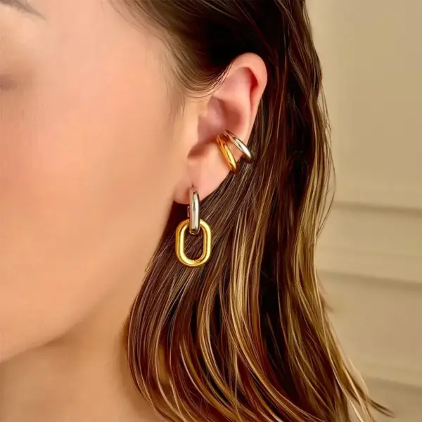 Wholesale 1 Pair Simple Style C Shape Color Block Plating 304 Stainless Steel 18K Gold Plated Ear Cuffs