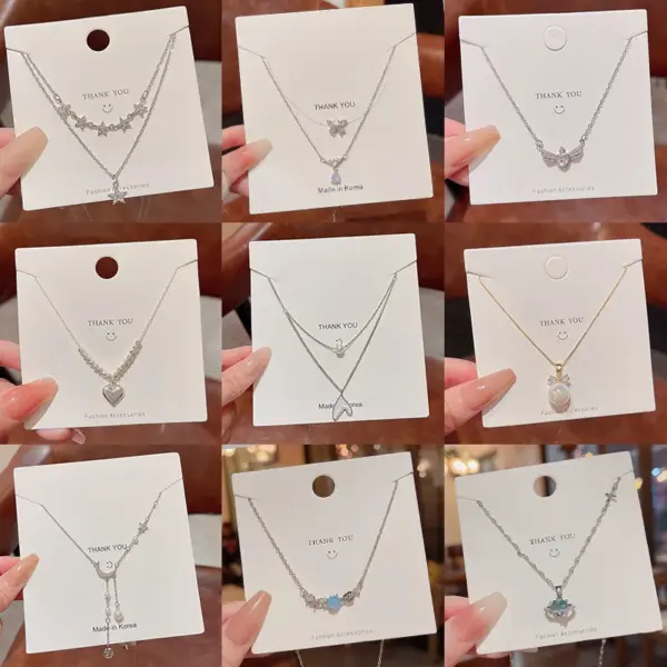 Wholesale Modern Style Geometric Heart Shape Bow Knot Titanium Steel Copper Plating Inlay Zircon Pendant Necklace