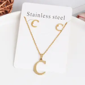 Wholesale Classic Style Letter Stainless Steel Alloy Plating Earrings Necklace