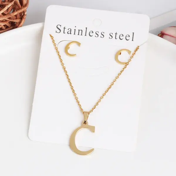 Wholesale Classic Style Letter Stainless Steel Alloy Plating Earrings Necklace