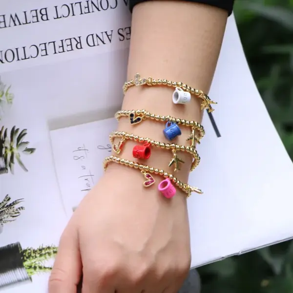 Copper Plating Geometric Artificial Gemstones Copper Bracelets