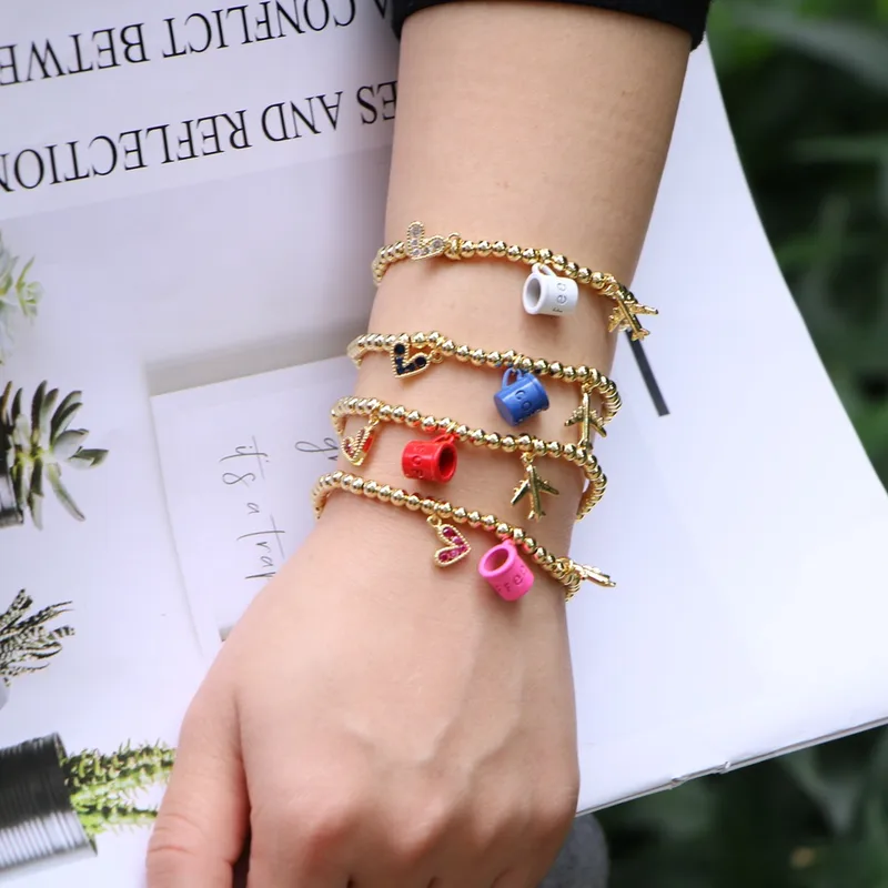 Copper Plating Geometric Artificial Gemstones Copper Bracelets