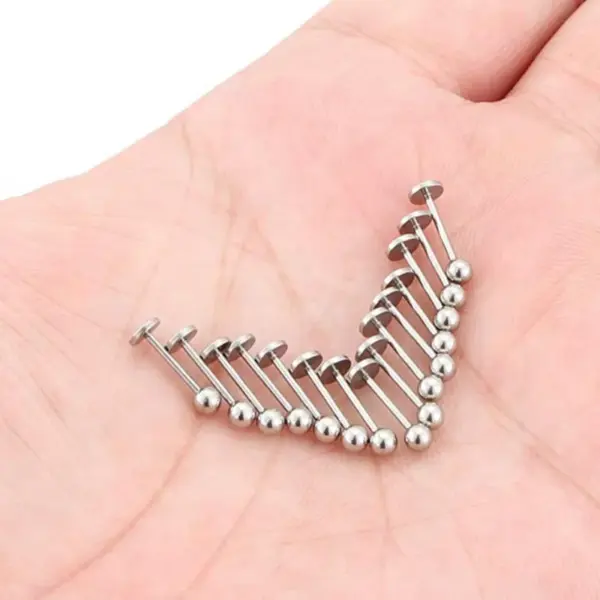Wholesale Medical Grade 304 Stainless Steel Geometric Pattern Lip Studs Earrings Round Ball Lip Studs Tongue Studs Eyebrow Studs Underarm Studs Piercing Jewelry
