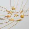Wholesale Jewelry Exaggerated Beach Starfish Conch Shell 304 Stainless Steel Snake Chain Pendant Necklace