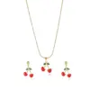 Wholesale Jewelry Sweet Cherry Strawberry 304 Stainless Steel Enamel Plating Earrings Necklace Snake Chain