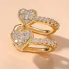 Wholesale Double Heart Shaped Earrings For Women With Embedded Zirconia Suitable For Daily Wear Office Parties Engagement Gifts