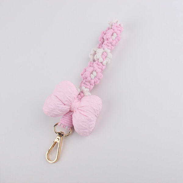 Wholesale Ins Cotton-Filled Bow Mobile Phone Pendant Braided Mobile Phone Chain Small Daisy Flower Braided Rope Keychain Bag