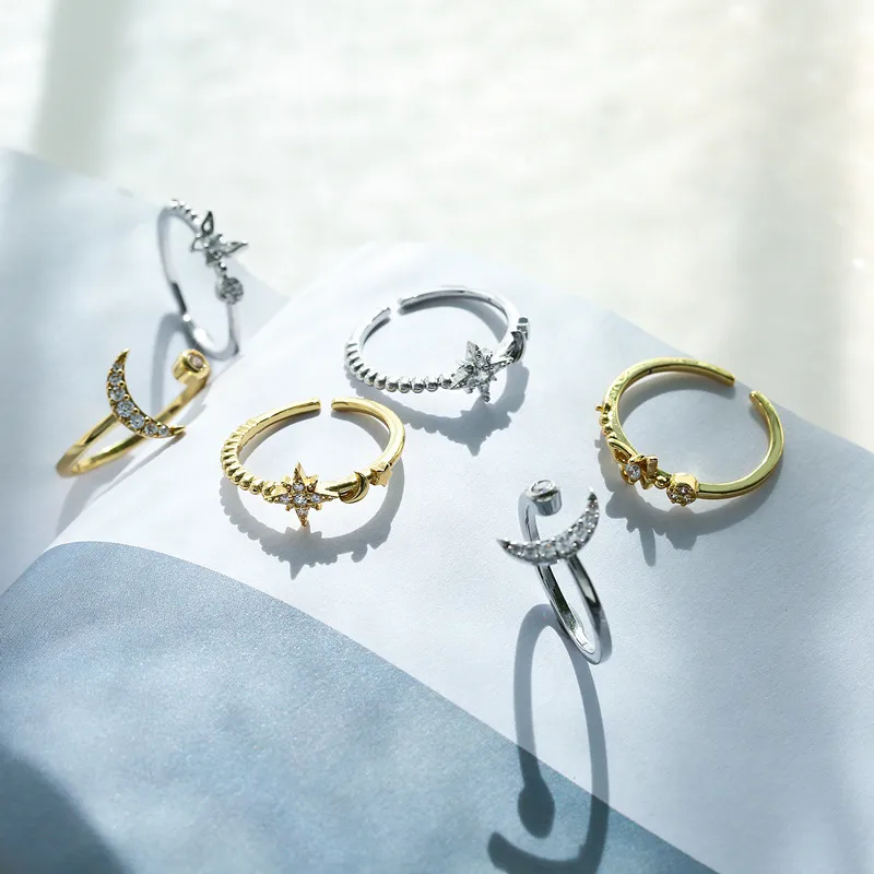 Wholesale Copper Plating Star Zircon Copper Rings
