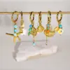 PVD Coated Real Gold Plated Starfish Flower Shell 304 Stainless Steel Marine Style Waterproof Non Tarnish Charm Sleeper Hoop Earrings Drop Earrings