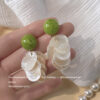 Wholesale Summer New Style ~ Forest Style Fresh Natural Shell 925 Silver Needle Handmade Design Earrings Green Earrings