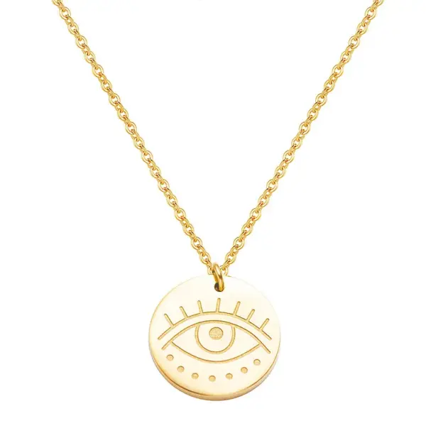 PVD Coated 14K Gold Real Gold Plated Geometric 304 Stainless Steel Waterproof Non Tarnish 304 Stainless Steel Pendant Necklace