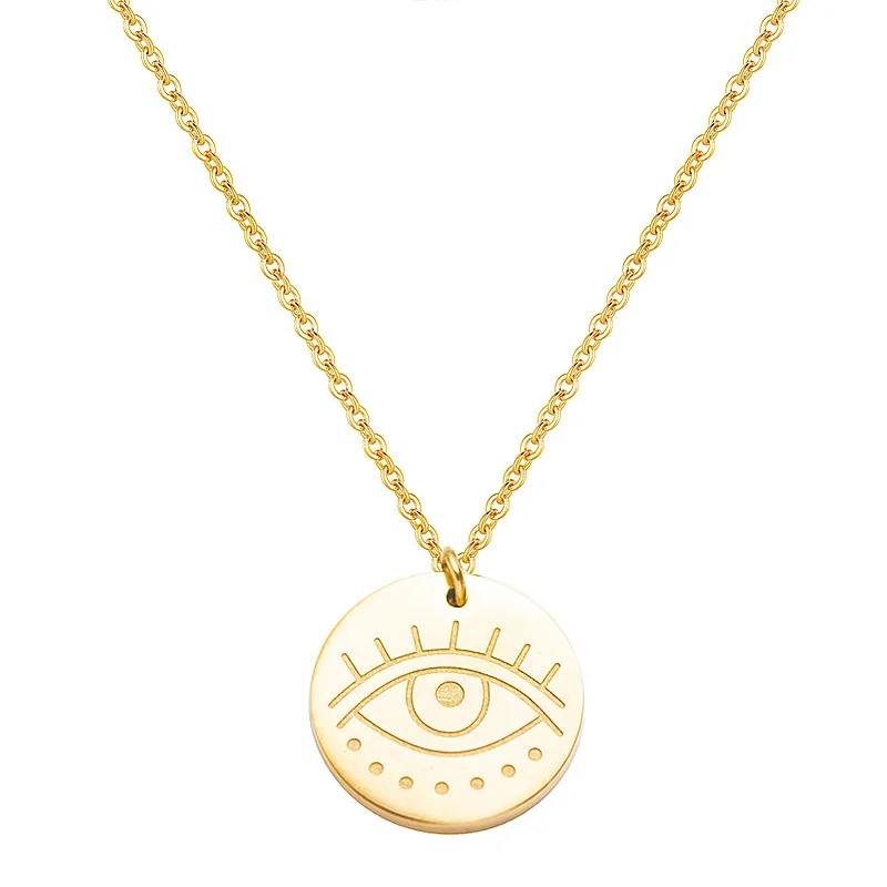 Wholesale PVD Coated 14K Gold Real Gold Plated Geometric 304 Stainless Steel Waterproof Non Tarnish 304 Stainless Steel Pendant Necklace