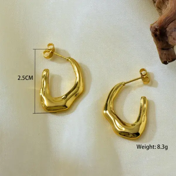 Electroplating Golden Plated Irregular 304 Stainless Steel Elegant Earrings
