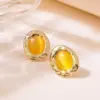 304 Stainless Steel Plastic Geometric Electroplating Imitation Gold Fairy Style Vintage Style Tropical Ear Studs