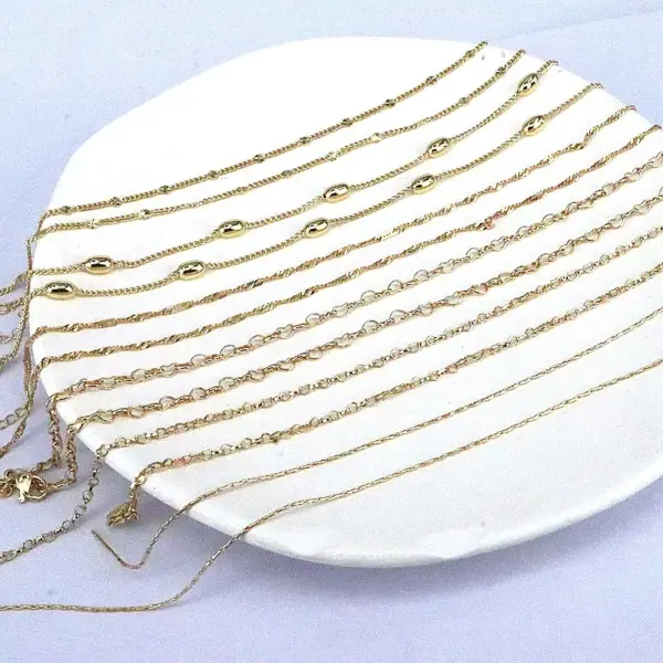 Wholesale Simple Style Solid Color Copper Gold Plated Necklace In Bulk