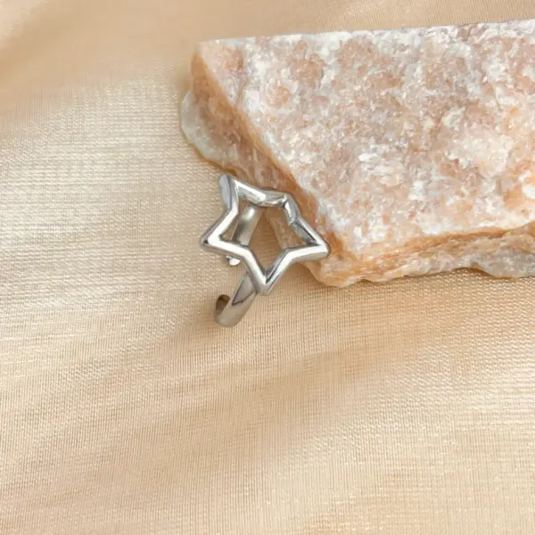 Wholesale PVD Coated Real Gold Plated 18K Gold Pentagram 201 Stainless Steel Casual Retro Simple Style Waterproof Non Tarnish Adjustable Ring