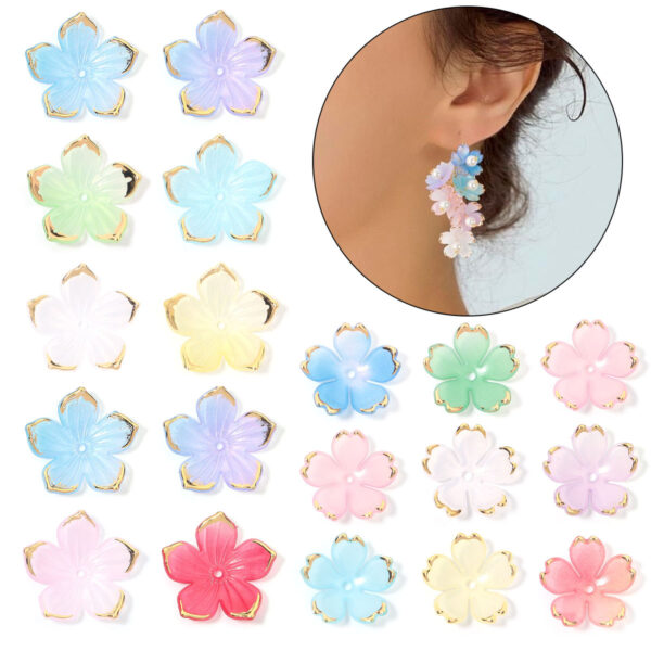 Wholesale Five-petal flower base with gold foil trim, handmade beaded