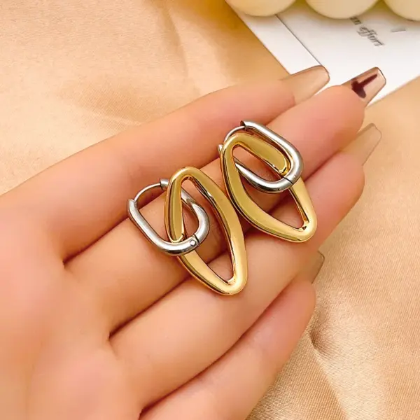 PVD Coated Gold Plated Silver Plated Geometric Oval 304 Stainless Steel Titanium Steel Elegant Hip-Hop Vintage Style Waterproof Non Tarnish Drop Earrings