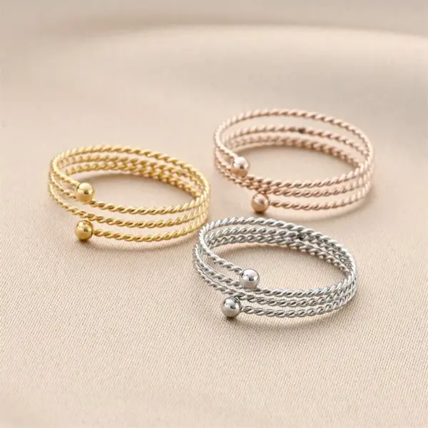 Wholesale Real Gold Plated 201 Stainless Steel PVD Coated Solid Color Waterproof Non Tarnish Simple Style Open Ring For Women'S