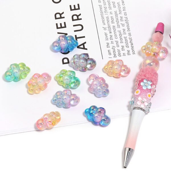 Wholesale acrylic color-transmitting gradient clouds vertical hole beaded diy mobile phone chain keychain aessories beads loose beads