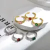 Wholesale Copper Gold Plated Simple Style Inlay Rectangle Zircon Open Rings