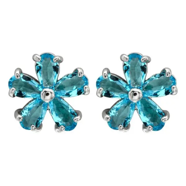 Wholesale 1 Pair Simple Style Flower Plating Inlay Copper Zircon White Gold Plated Ear Studs