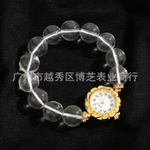 Gold large round bracelet watch