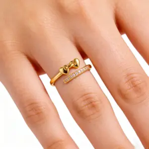 Women's Heart-shaped Open Ring Daily Matching Hand Jewelry
