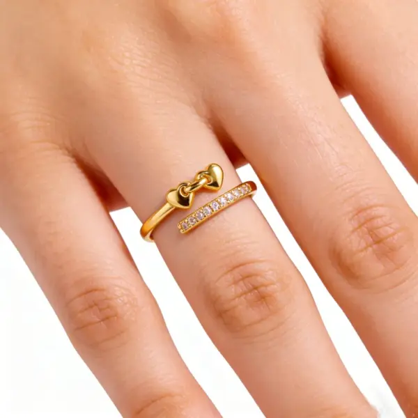 Women's Heart-shaped Open Ring Daily Matching Hand Jewelry