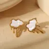 Wholesale 1 Pair Basic Sweet Clouds 304 Stainless Steel Acrylic 18K Gold Plated Ear Studs