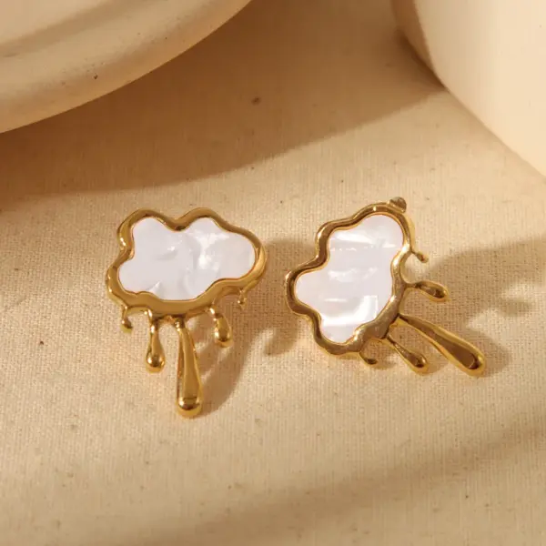 Wholesale 1 Pair Basic Sweet Clouds 304 Stainless Steel Acrylic 18K Gold Plated Ear Studs