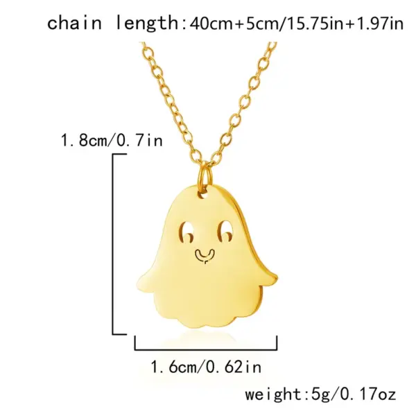 Wholesale 201 Stainless Steel Pumpkin Ghost Spider Plated KC Golden Plated Funny Asymmetrical Hollow Out O-shaped Chain Gold Black Pendant Necklace