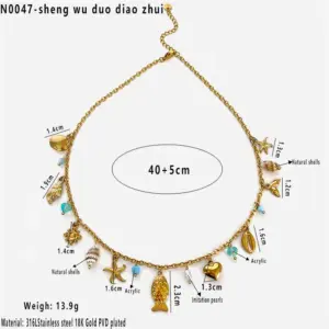 Small Fish Starfish Multi-Pendant Necklace / Average Size / N0047