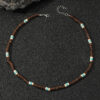 Wholesale fashion Men's hip hop bohemian style turquoise nut shell wooden beads ing necklace men's
