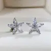 Korean Color Star Flowers Five-pointed Star Ladies Copper Earrings