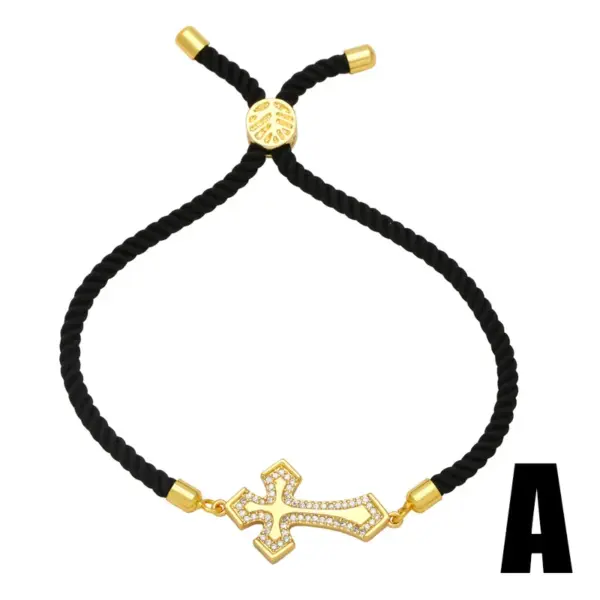 Wholesale Copper Vintage Style Cross Butterfly Inlay Zircon Bracelets