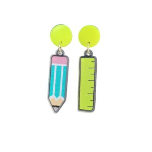 Wholesale Cross-border European and American New Graduation Season Teachers' Day Acrylic Earrings Color Pencil Ruler Earrings