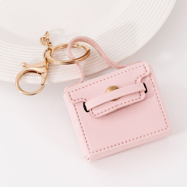 Wholesale Cross-border solid color small square bag creative gift mouth red envelope key chain earphone bag car pu key chain pendant