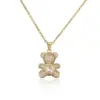 Fashion Copper Micro-inlaid Color Zirconium Turquoise Heart Bear Pendant Necklace