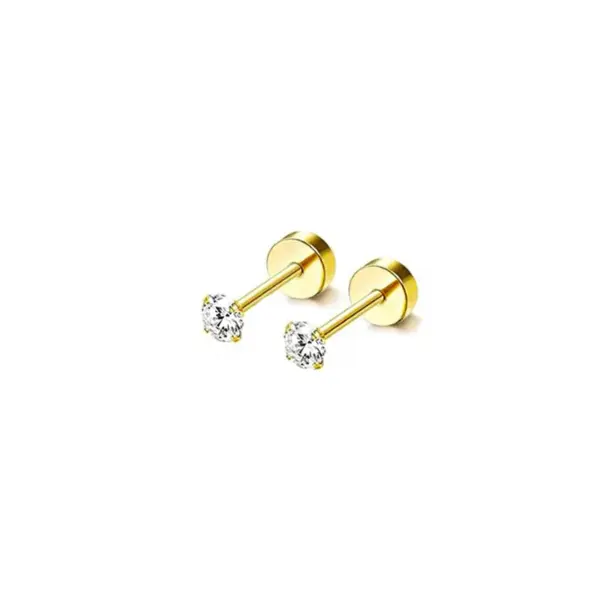 Wholesale 14K Gold Plated 316 Stainless Steel Zircon Star Casual Formal Simple Style Ear Studs For Unisex