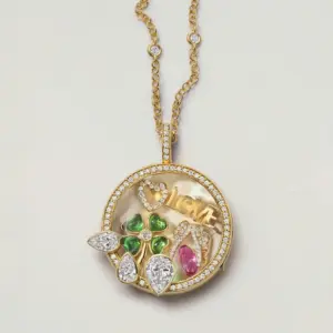 Water Drop White Zirconium Round Box Necklace-Empty Box