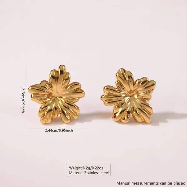 1 Pair Sweet Flower Plating 304 Stainless Steel Imitation Gold Electroplating Ear Studs