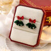 Wholesale Bow Pearl Christmas Earrings