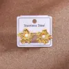 PVD Coated Real Gold Plated 18K Gold Little Daisy Flower Bow Knot 304 Stainless Steel Casual Vintage Style Vacation Waterproof Non Tarnish Earrings