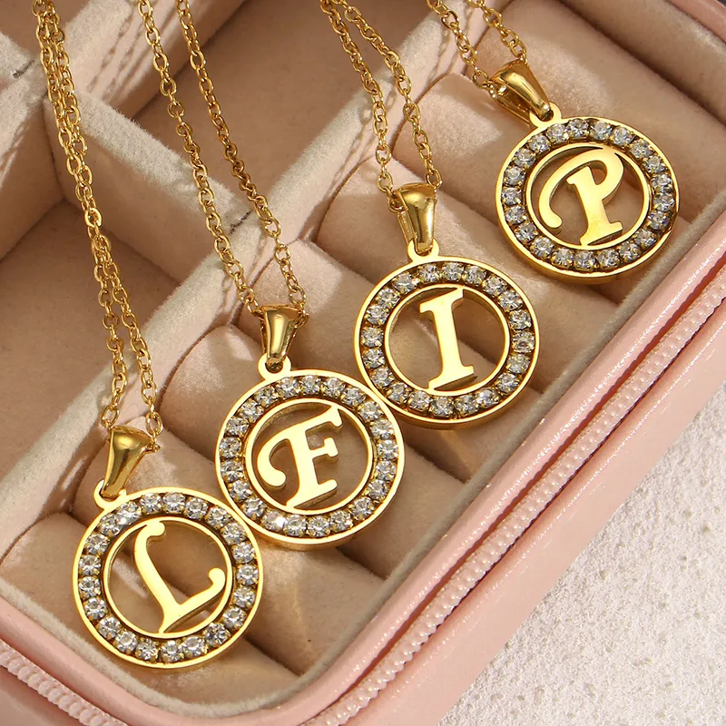 Wholesale PVD Coated Real Gold Plated 18K Gold Letter 304 Stainless Steel Fashion Waterproof Non Tarnish 304 Stainless Steel Necklace