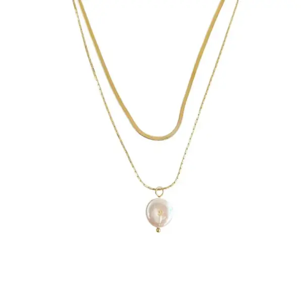 Wholesale PVD Coated Real Gold Plated Geometric Stainless Steel Sweet Waterproof Non Tarnish Necklace