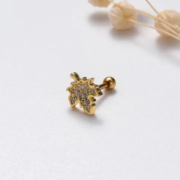 1 Piece Halloween Sweet Simple Style Cross Snake Spider Plating Inlay Copper Zircon Cartilage Earrings