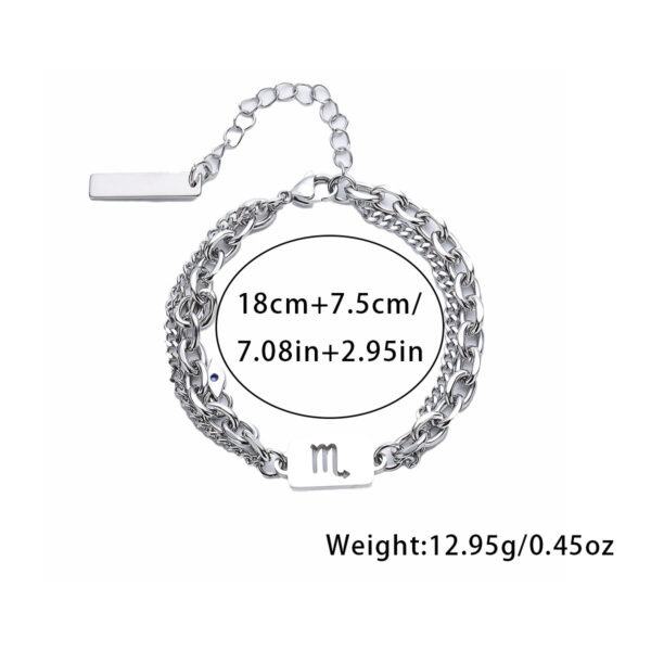 Wholesale Twelve Constellation Necklace Titanium Steel Color-free Double-layer Chain Bracelet Combination