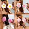 Wholesale Fabric flower tassel beaded earrings