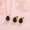 304 Stainless Steel Glass Water oplets Ion Plating (IP) Artificial Rhinestones 18K Gold Plated Sweet Simple Style Waterproof Non Tarnish Inlay Regular Chain Multicolor-Golden Yellow Jewelry Set